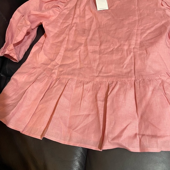 Harshman Anthropologie Brand DREW POPOVER Soft Pink LINEN Blouse size small - Picture 8 of 12